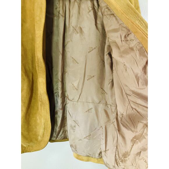 Vtg Suede Leather Jacket Structured Open Blazer Tan/Camel women SZ Med JORDACHE - Picture 11 of 13